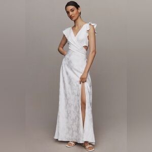 BHLDN White Floral Wrap Maxi Dress with Side Cutout